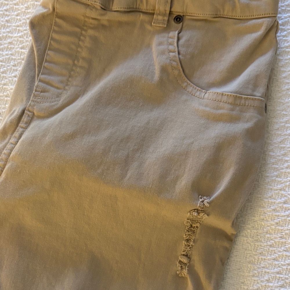 HUE Distressed Tan Leggings - Picture 3 of 6